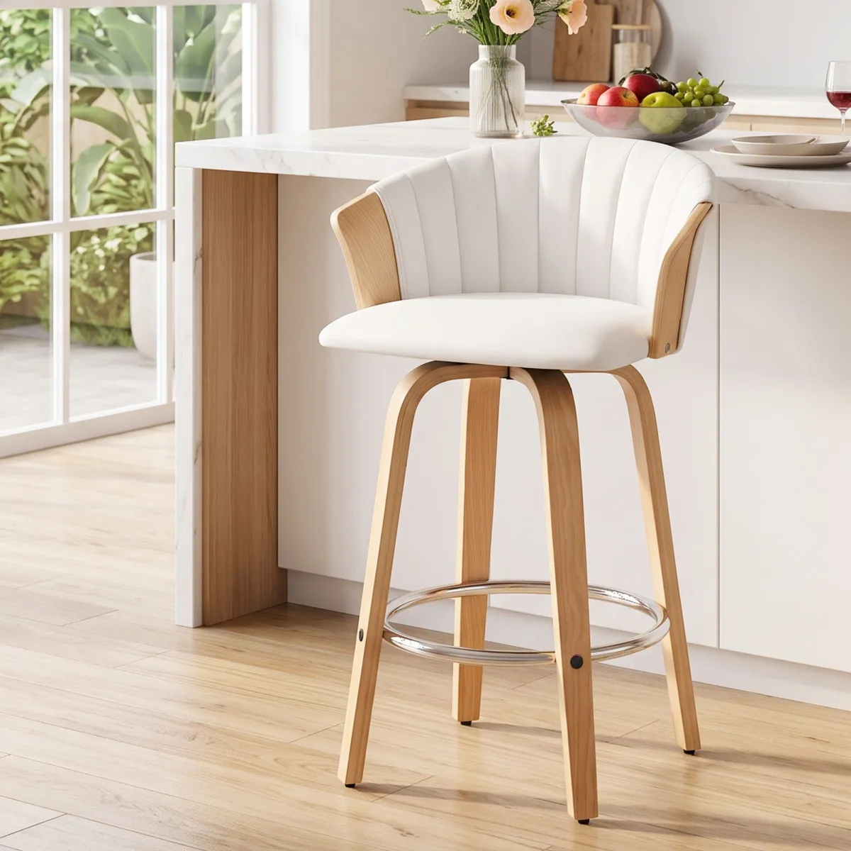 Artiss 66cm Seat Height Wooden Bar Stools Swivel Kitchen Counter Stool Chair - Artiss